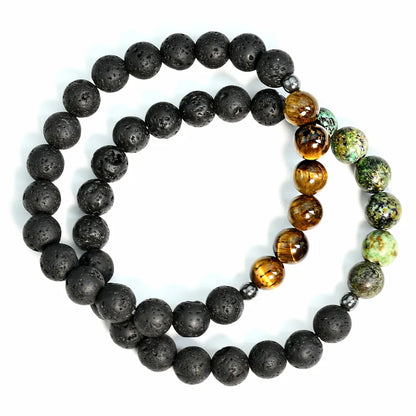 Simple Style Color Block Artificial Gemstones Beaded Men'S Bracelets