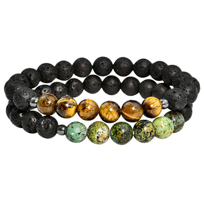 Simple Style Color Block Artificial Gemstones Beaded Men'S Bracelets