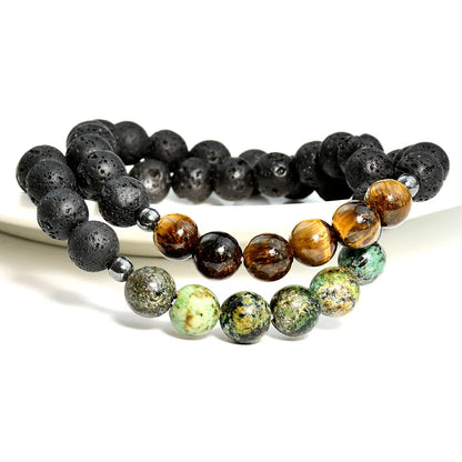 Simple Style Color Block Artificial Gemstones Beaded Men'S Bracelets