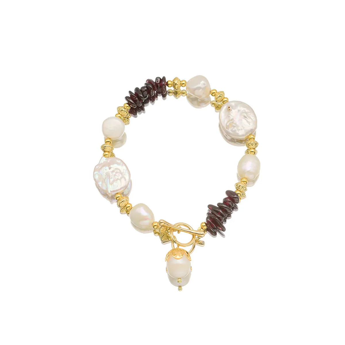 Simple Style Color Block Baroque Pearls Copper Beaded Plating 18k Gold Plated Bracelets