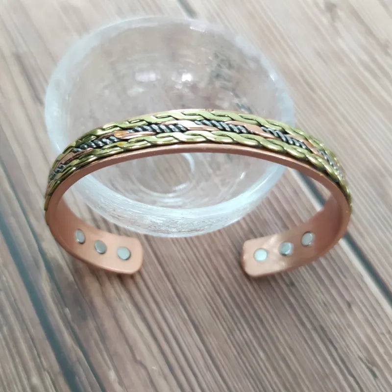 Simple Style Color Block Copper Magnetic Unisex Bangle