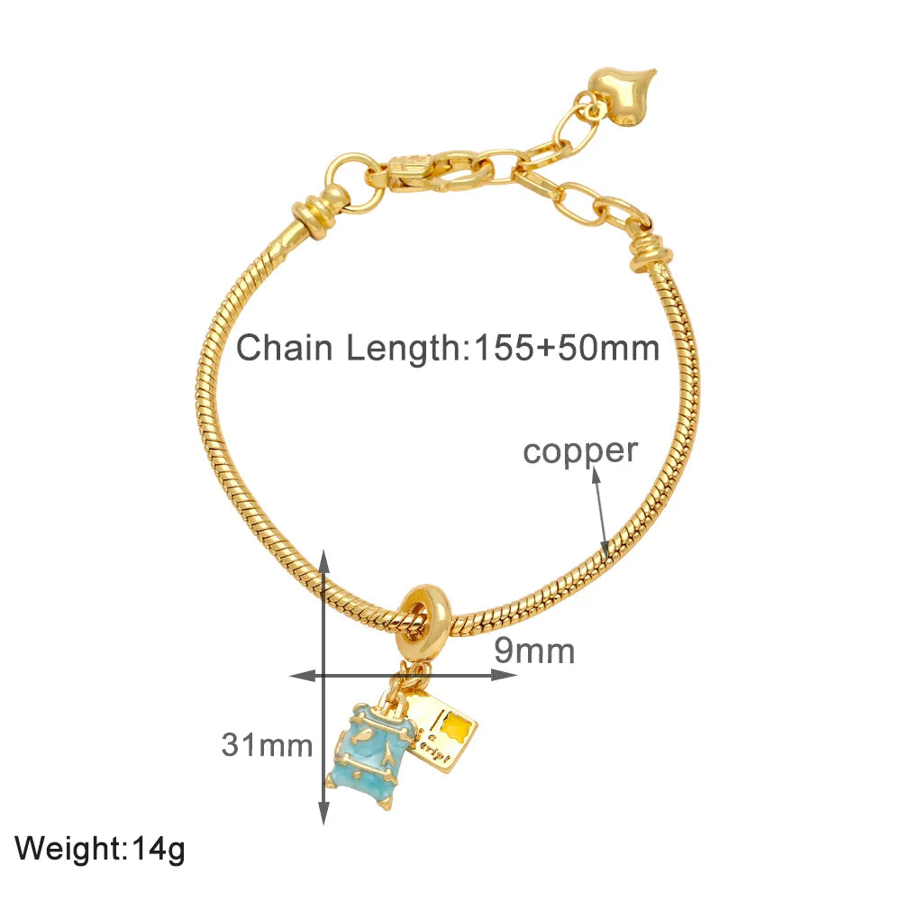 Simple Style Color Block Copper Plating Inlay Zircon 18k Gold Plated Bracelets