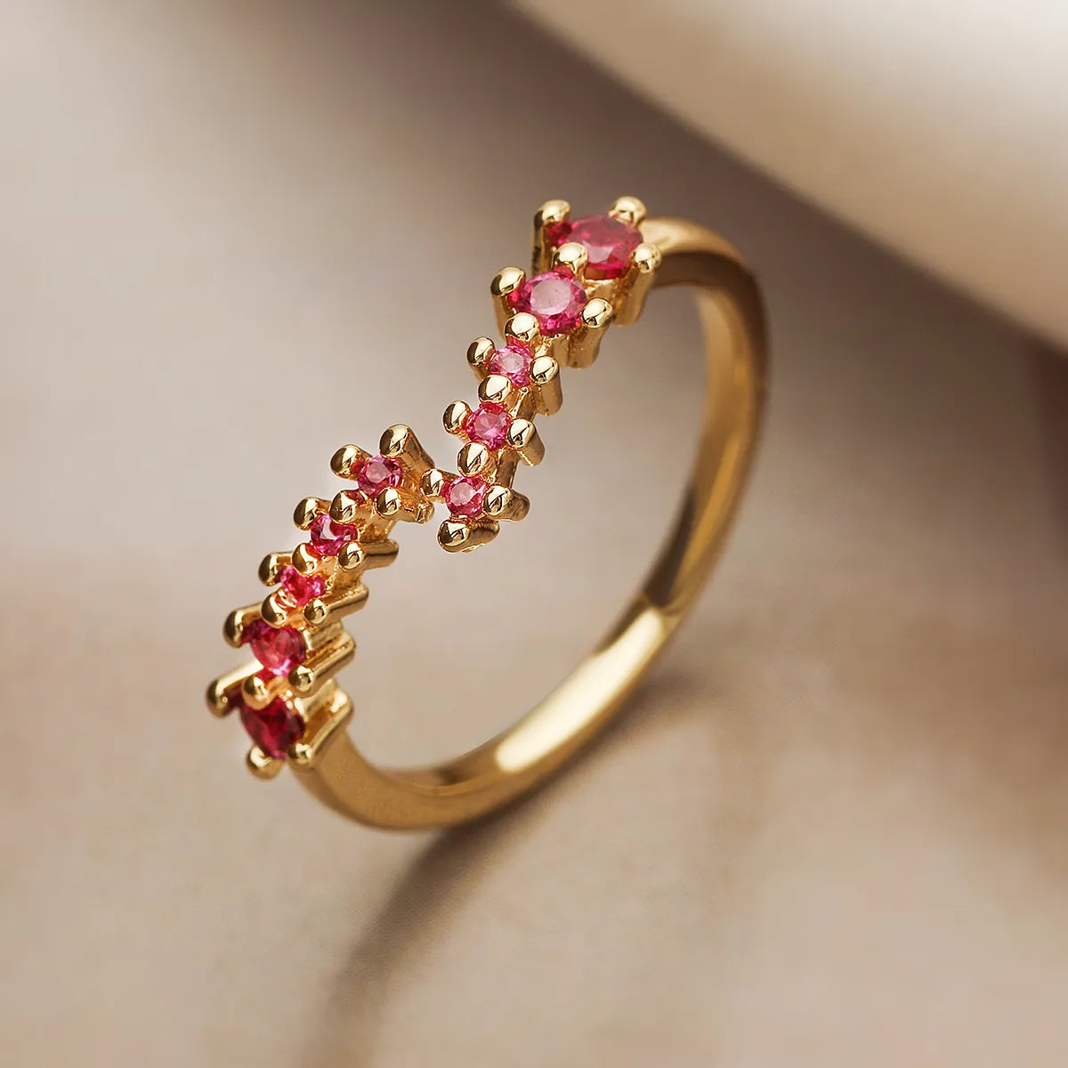 Simple Style Color Block Copper Plating Inlay Zircon 18k Gold Plated Open Rings