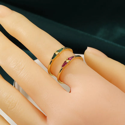 Simple Style Color Block Copper Plating Open Rings