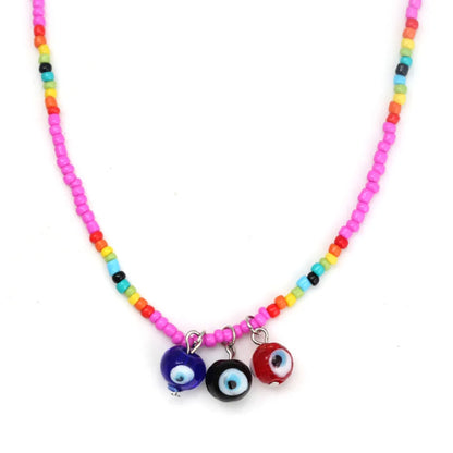 Simple Style Color Block Crystal Seed Bead Wholesale Pendant Necklace