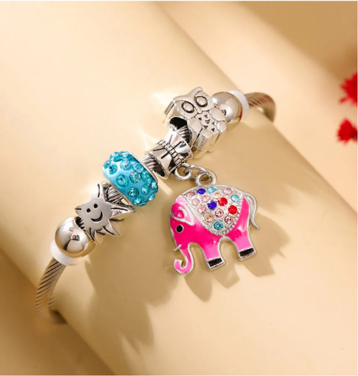 Simple Style Color Block Elephant Alloy Steel Wholesale Bangle