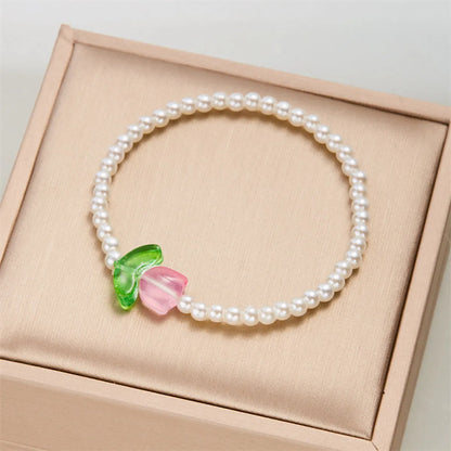 Simple Style Color Block Imitation Pearl Beaded Women'S Bracelets Necklace