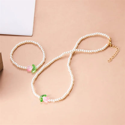 Simple Style Color Block Imitation Pearl Beaded Women'S Bracelets Necklace