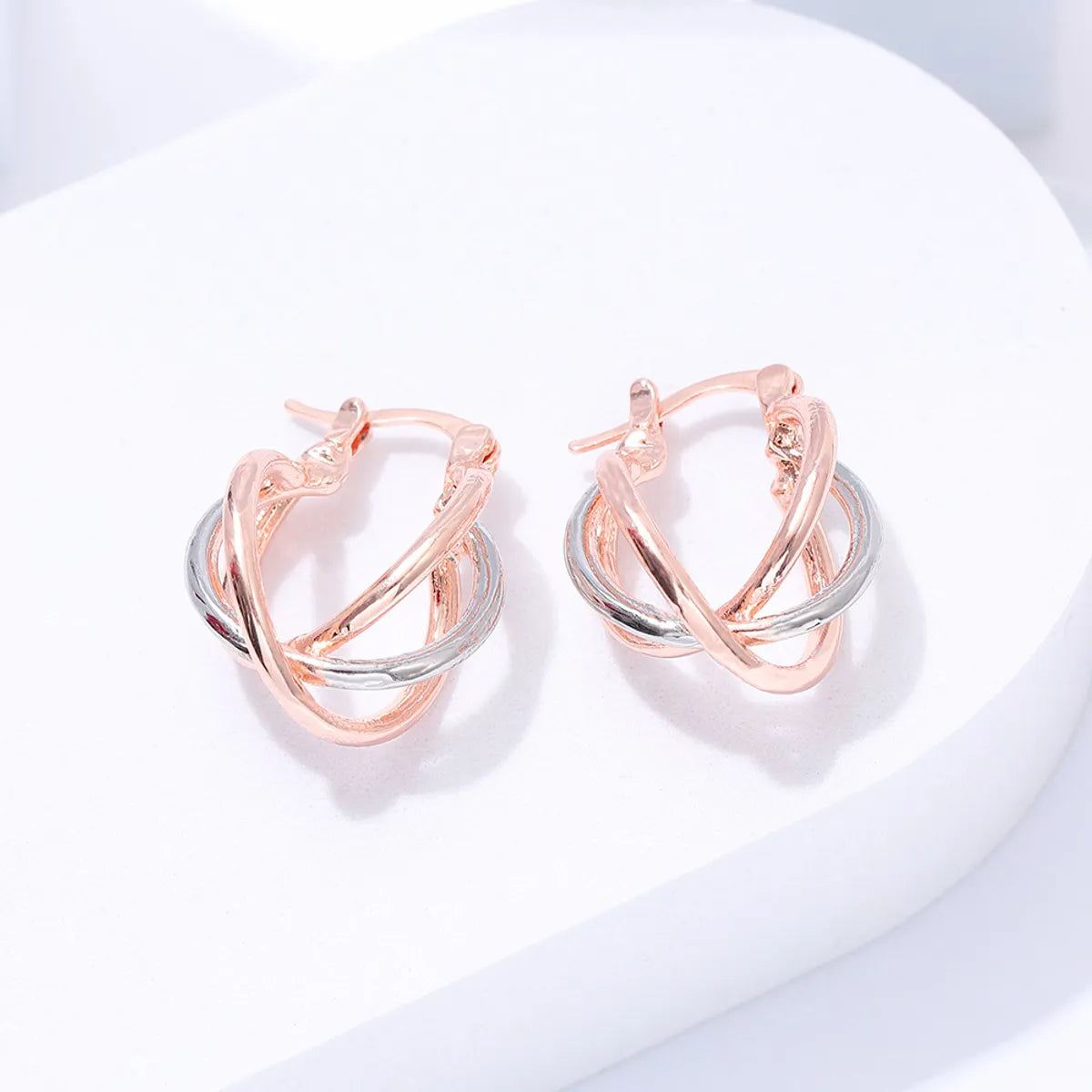 Simple Style Color Block Metal Plating Rose Gold Plated Women's Earrings