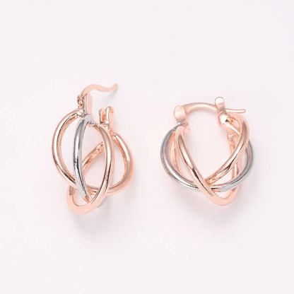 Simple Style Color Block Metal Plating Rose Gold Plated Women's Earrings