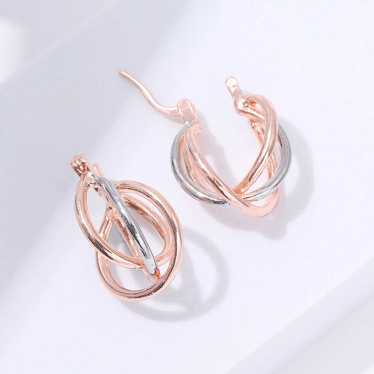 Simple Style Color Block Metal Plating Rose Gold Plated Women's Earrings