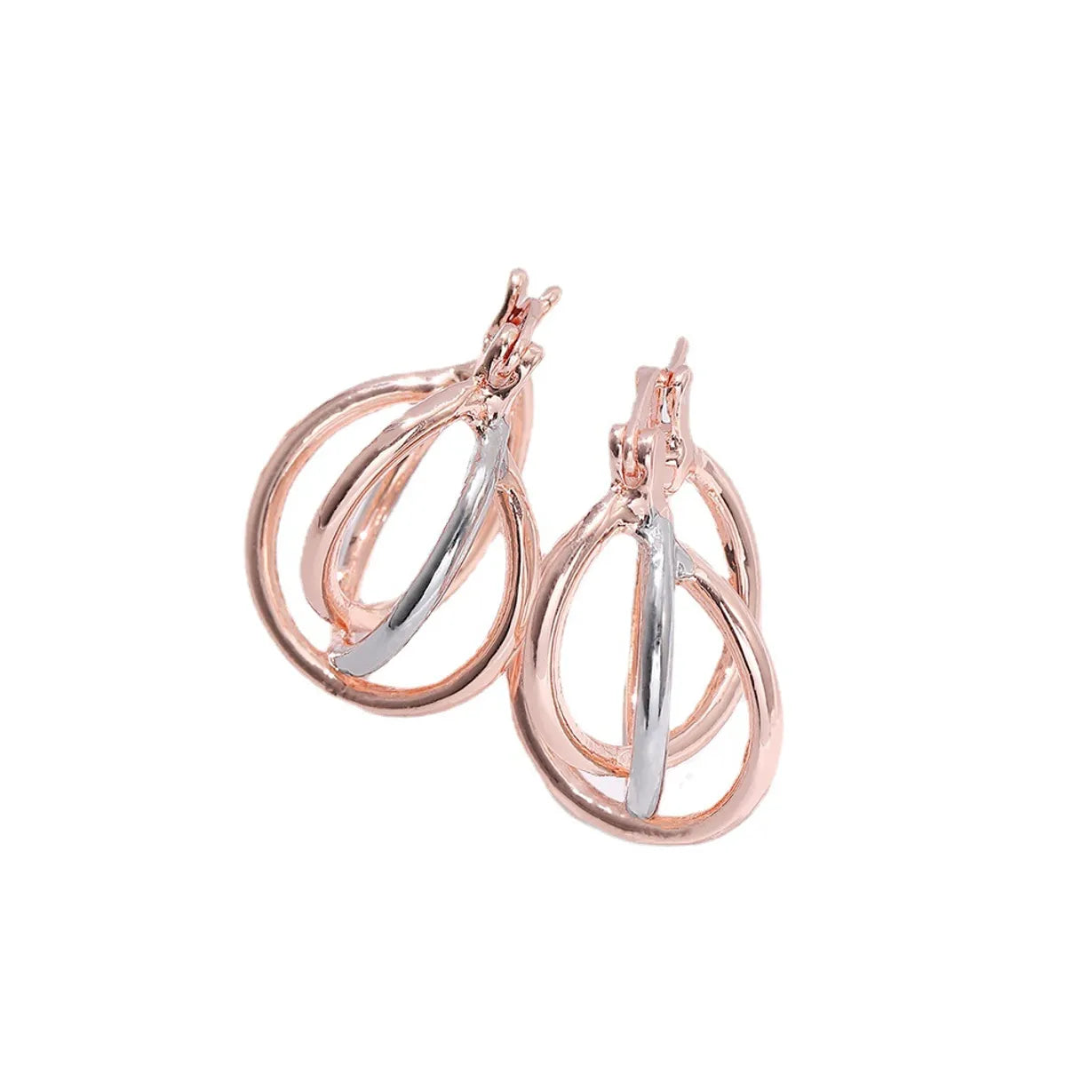 Simple Style Color Block Metal Plating Rose Gold Plated Women's Earrings