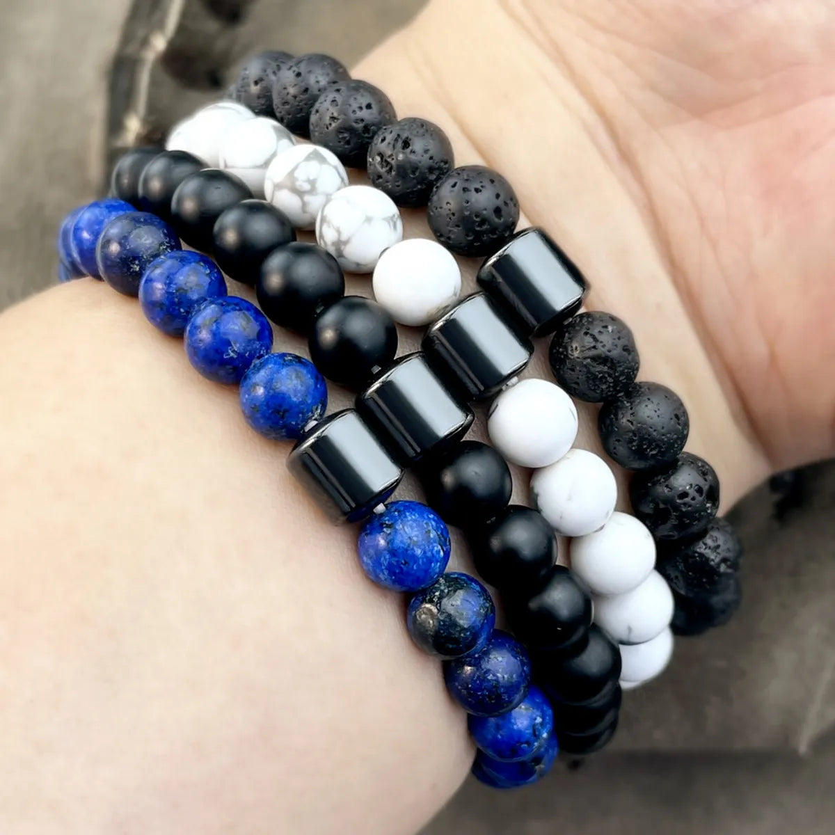 Simple Style Color Block Natural Stone Beaded Unisex Bracelets