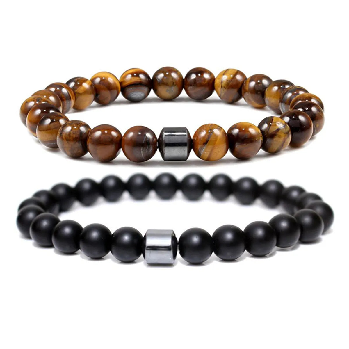 Simple Style Color Block Natural Stone Beaded Unisex Bracelets