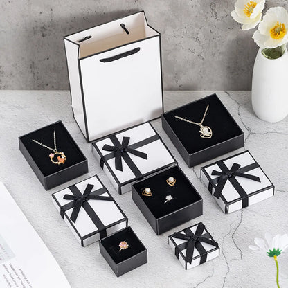 Simple Style Color Block Bow Knot Paper Jewelry Boxes