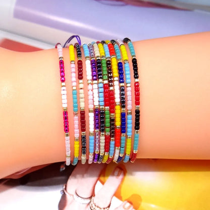 Simple Style Color Block Plastic Resin Beaded Women's Bracelets