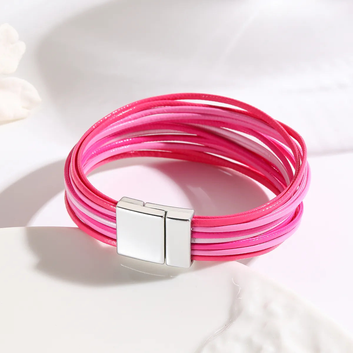 Simple Style Color Block Pu Leather Women'S Bracelets