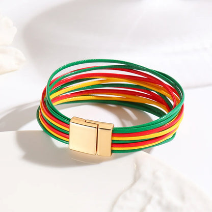 Simple Style Color Block Pu Leather Women'S Bracelets