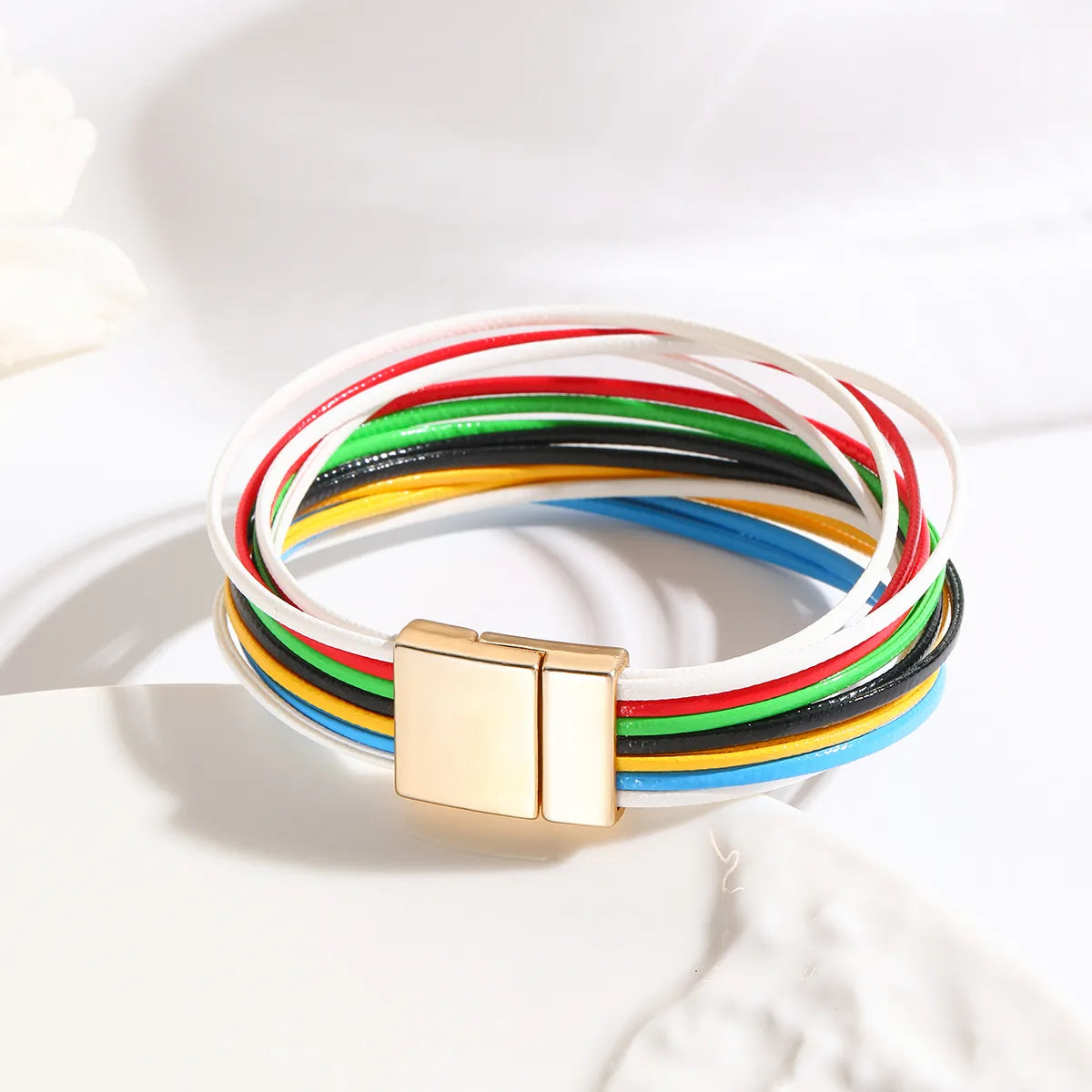 Simple Style Color Block Pu Leather Women'S Bracelets