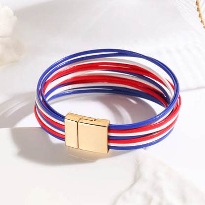 Simple Style Color Block Pu Leather Women'S Bracelets