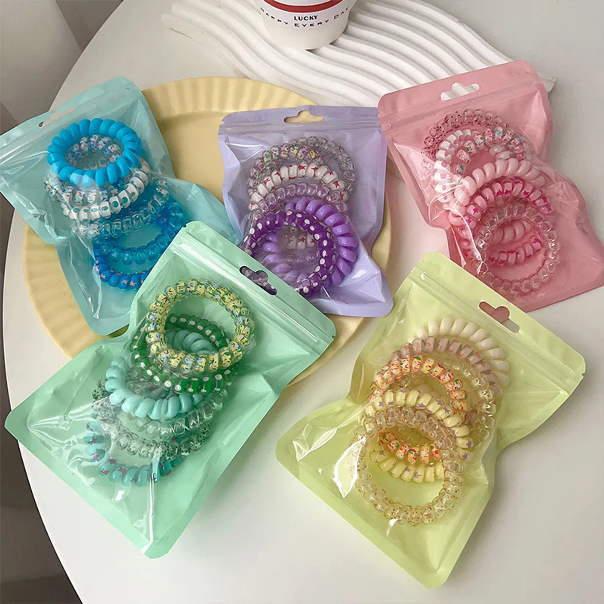 Women'S Simple Style Color Block Resin Hair Tie