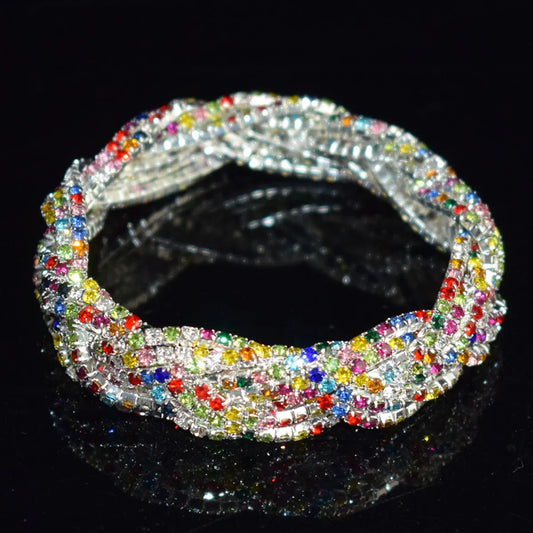 Simple Style Color Block Rhinestones Ferroalloy Wholesale Bangle