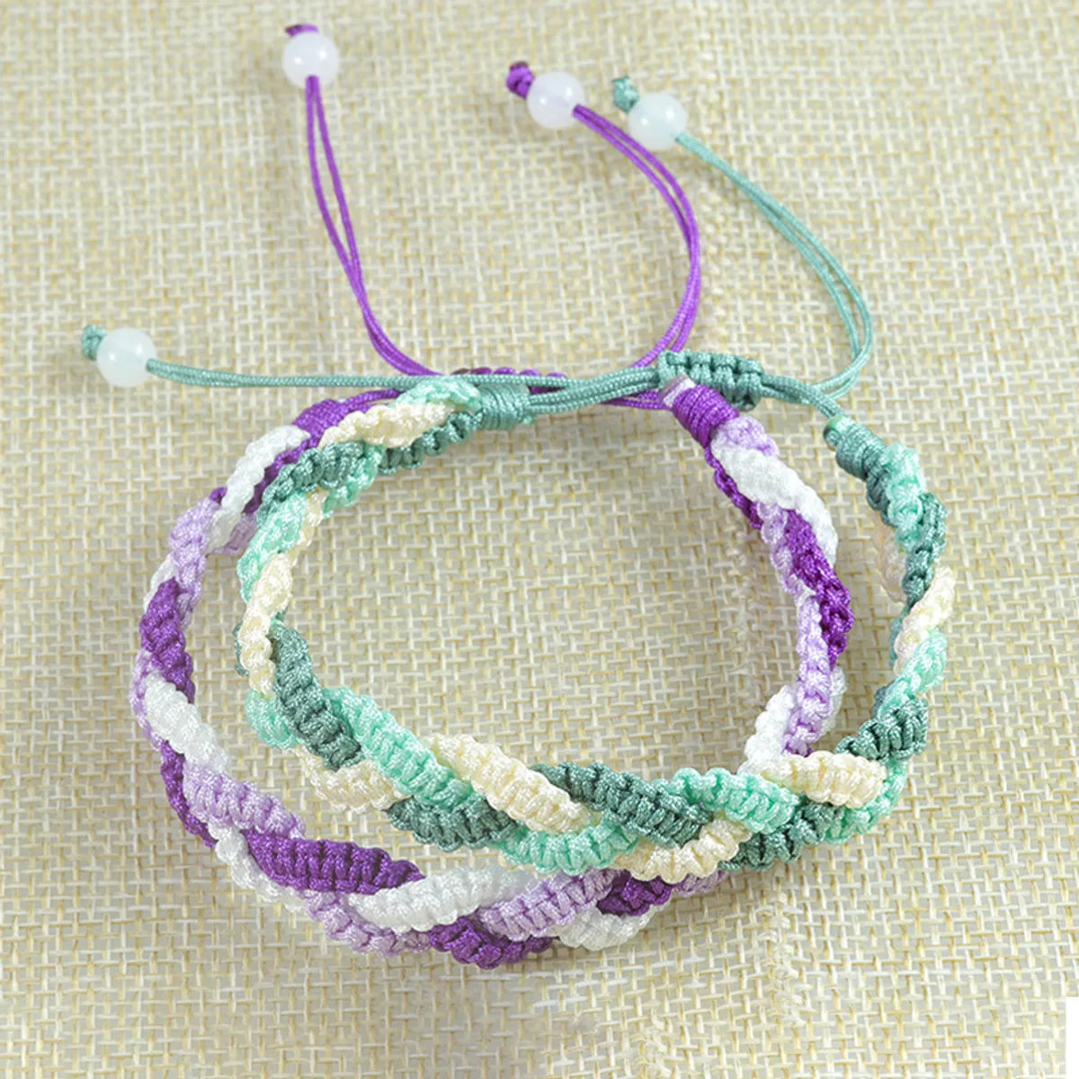 Simple Style Color Block Rope Knitting Unisex Drawstring Bracelets