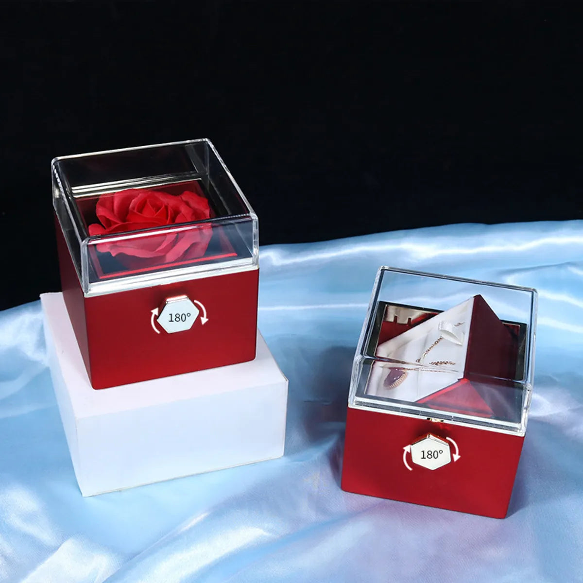 Romantic Rose Rubber Paint Soap Flower Jewelry Boxes