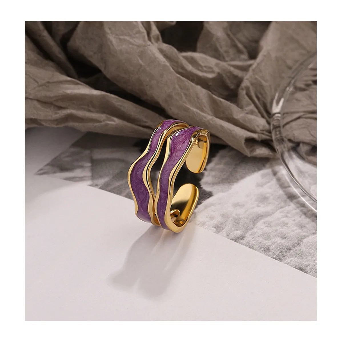 Simple Style Color Block Stainless Steel Inlay Gold Plated Rings