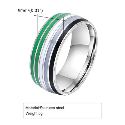 304 Stainless Steel Simple Style Epoxy Color Block Rings