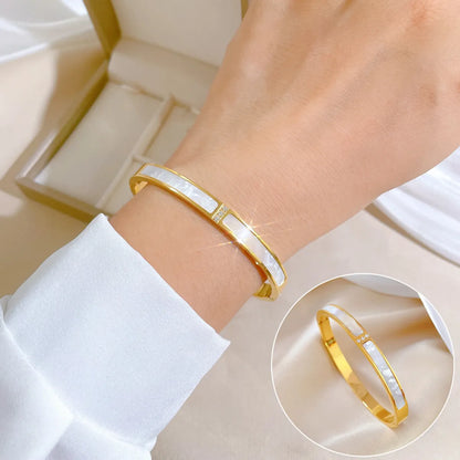 Simple Style Color Block Titanium Steel Plating Gold Plated Bangle