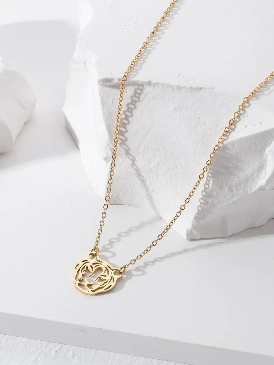 Simple Style Commute Animal Heart Shape Stainless Steel Copper Plating Inlay Zircon 18k Gold Plated Gold Plated Pendant Necklace