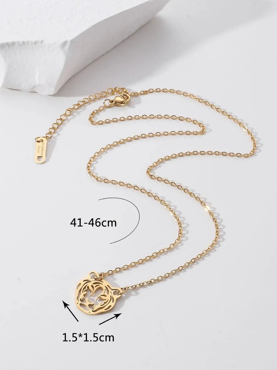 Simple Style Commute Animal Heart Shape Stainless Steel Copper Plating Inlay Zircon 18k Gold Plated Gold Plated Pendant Necklace