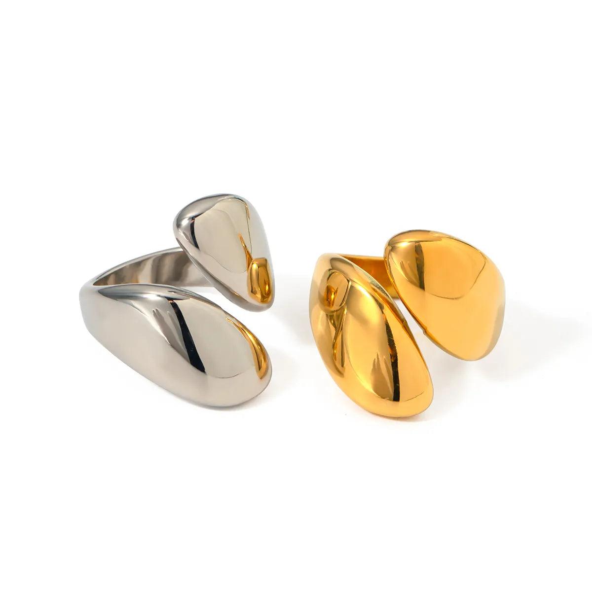 Simple Style Commute Asymmetrical Stainless Steel Asymmetrical Plating 18k Gold Plated Rings