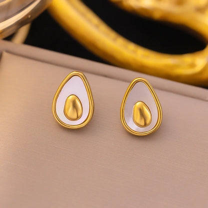 304 Stainless Steel 18K Gold Plated Simple Style Commute Inlay Avocado Acrylic Earrings Necklace