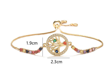 Simple Style Commute Bc1035 Lucky Tree Copper 18k Gold Plated Zircon Bracelets In Bulk