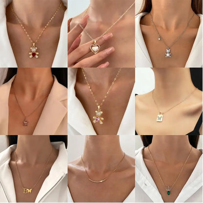 Simple Style Commute Bear Copper Plating Inlay Crystal Rhinestones Zircon 18k Gold Plated Gold Plated Silver Plated Pendant Necklace