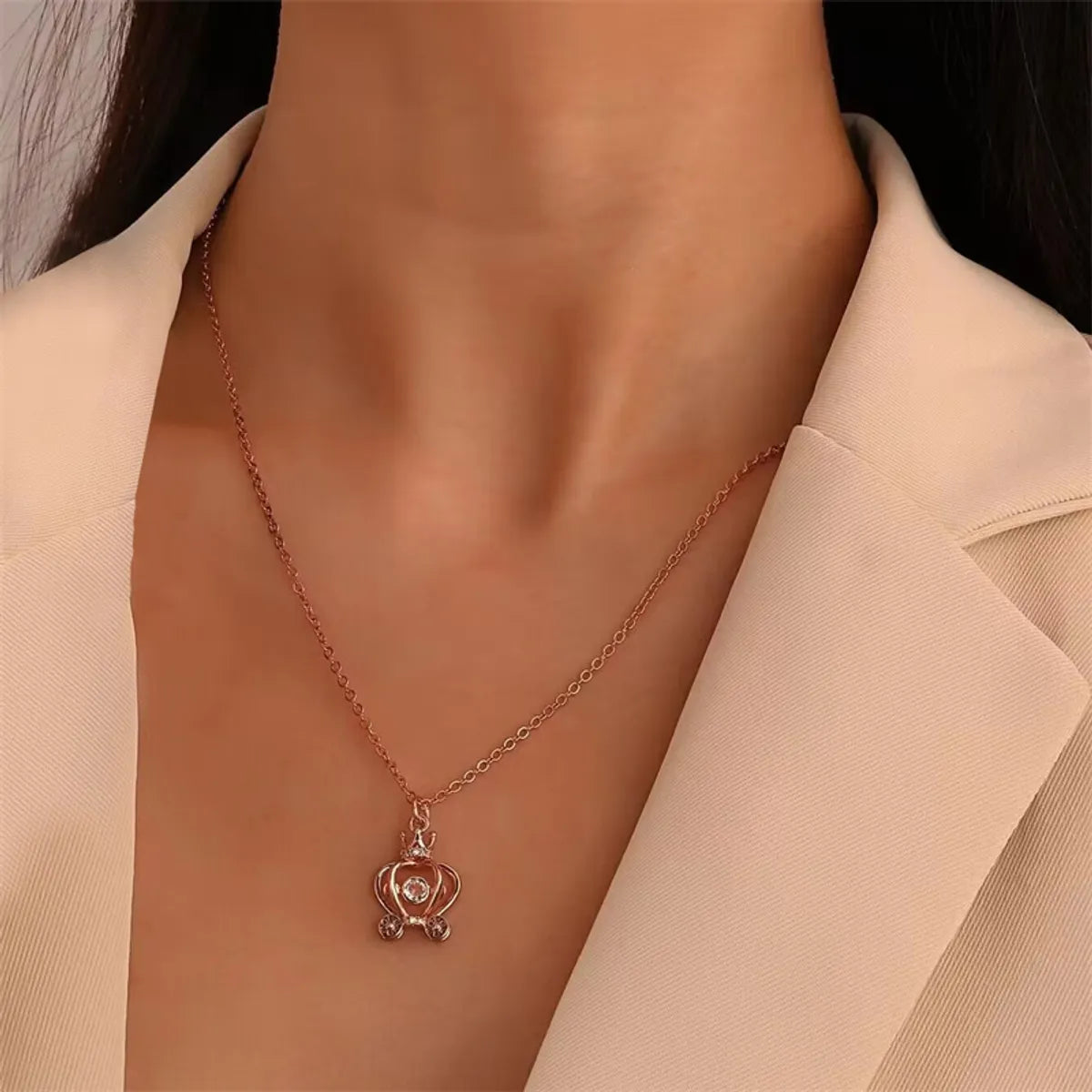 Simple Style Commute Bear Copper Plating Inlay Crystal Rhinestones Zircon 18k Gold Plated Gold Plated Silver Plated Pendant Necklace