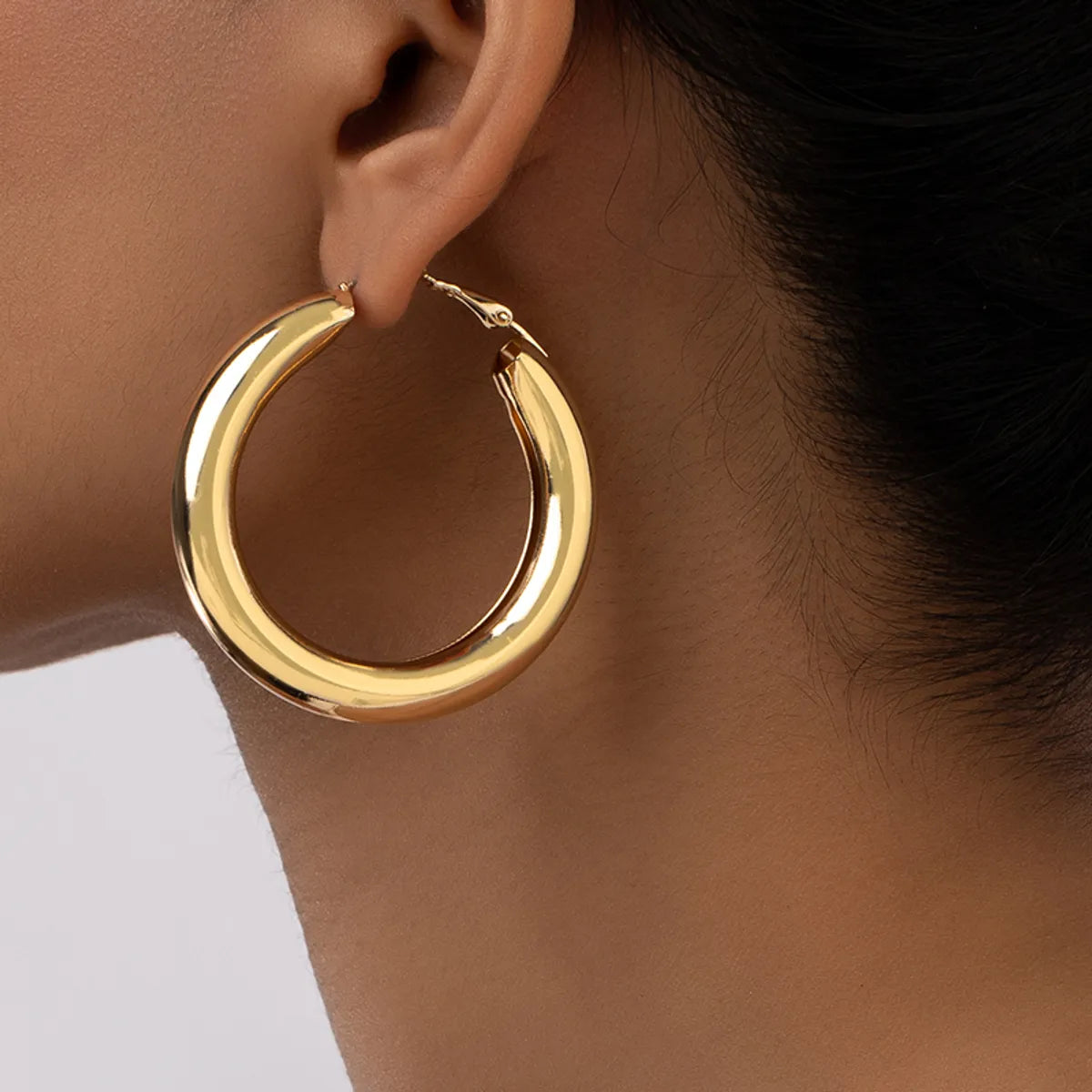 Simple Style Commute Circle Alloy Plating Women's Hoop Earrings