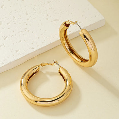 Simple Style Commute Circle Alloy Plating Women's Hoop Earrings