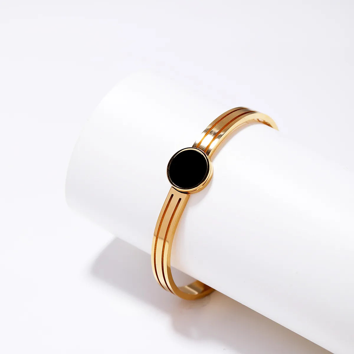 Simple Style Commute Circle Roman Numeral Stainless Steel Plastic Shell Plating 18k Gold Plated Bangle