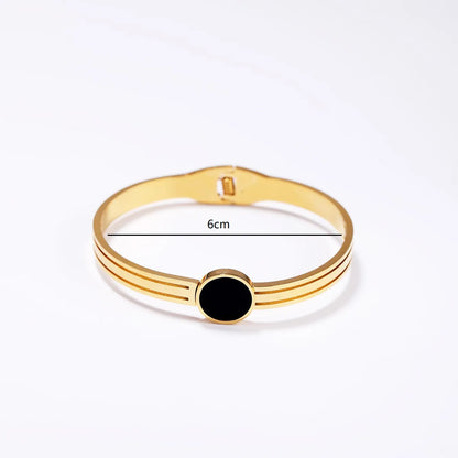 Simple Style Commute Circle Roman Numeral Stainless Steel Plastic Shell Plating 18k Gold Plated Bangle