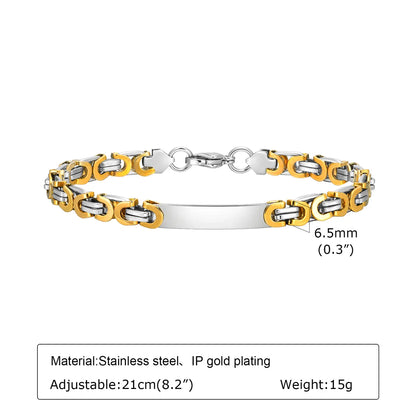 Simple Style Commute Color Block 201 Stainless Steel 18K Gold Plated Men'S Bracelets