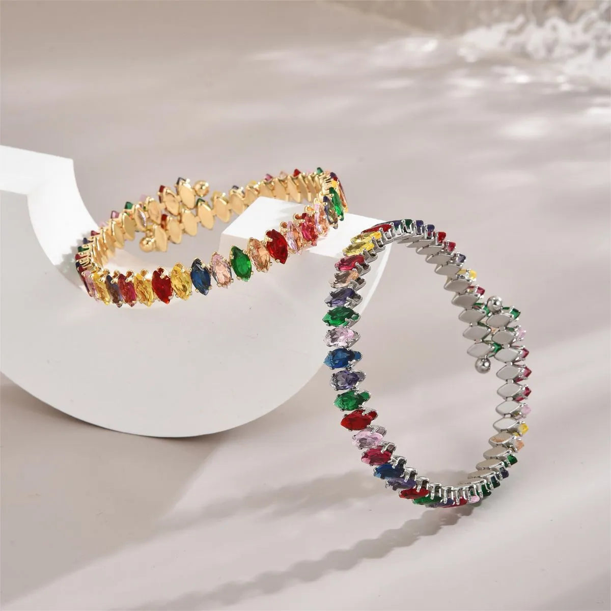 Simple Style Commute Color Block Copper Zircon Bangle In Bulk