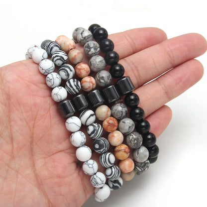 Simple Style Commute Color Block Natural Stone Beaded Unisex Bracelets