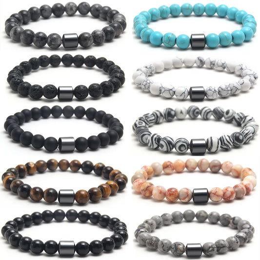 Simple Style Commute Color Block Natural Stone Beaded Unisex Bracelets