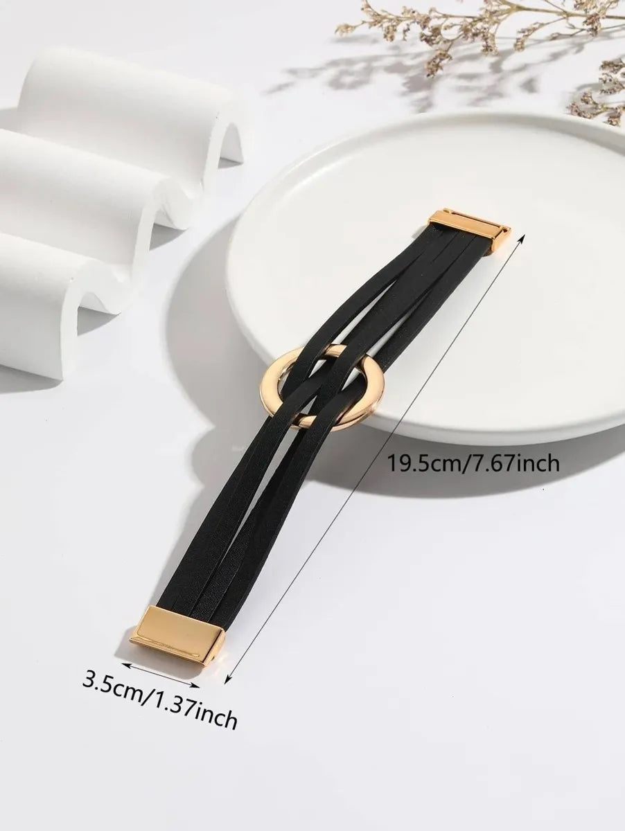 Simple Style Commute Color Block Pu Leather Women's Wristband