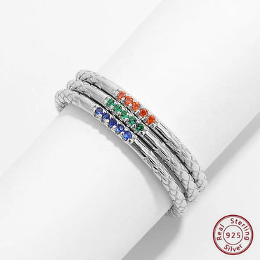 Simple Style Commute Color Block Sterling Silver Plating Inlay Zircon White Gold Plated Rhodium Plated Bracelets