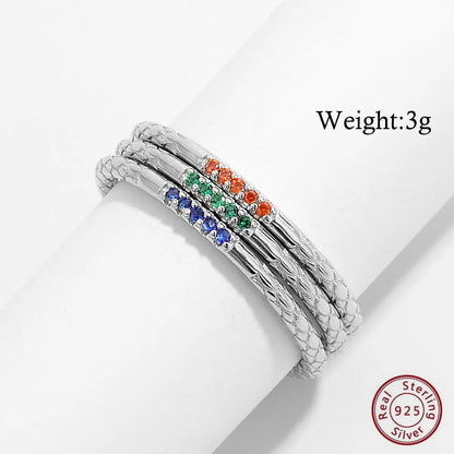 Simple Style Commute Color Block Sterling Silver Plating Inlay Zircon White Gold Plated Rhodium Plated Bracelets