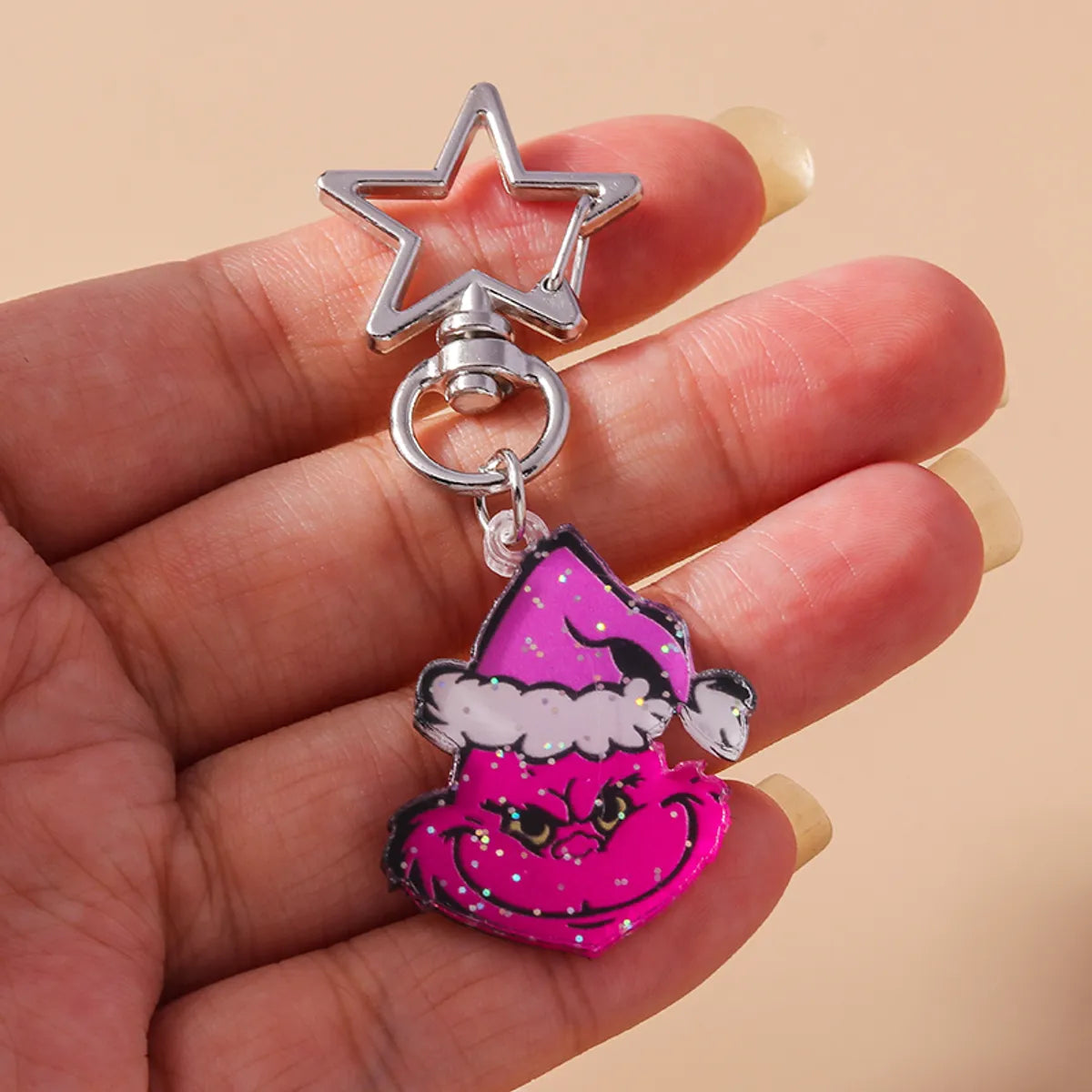 Simple Style Commute Color Block Zinc Alloy Printing Christmas Keychain